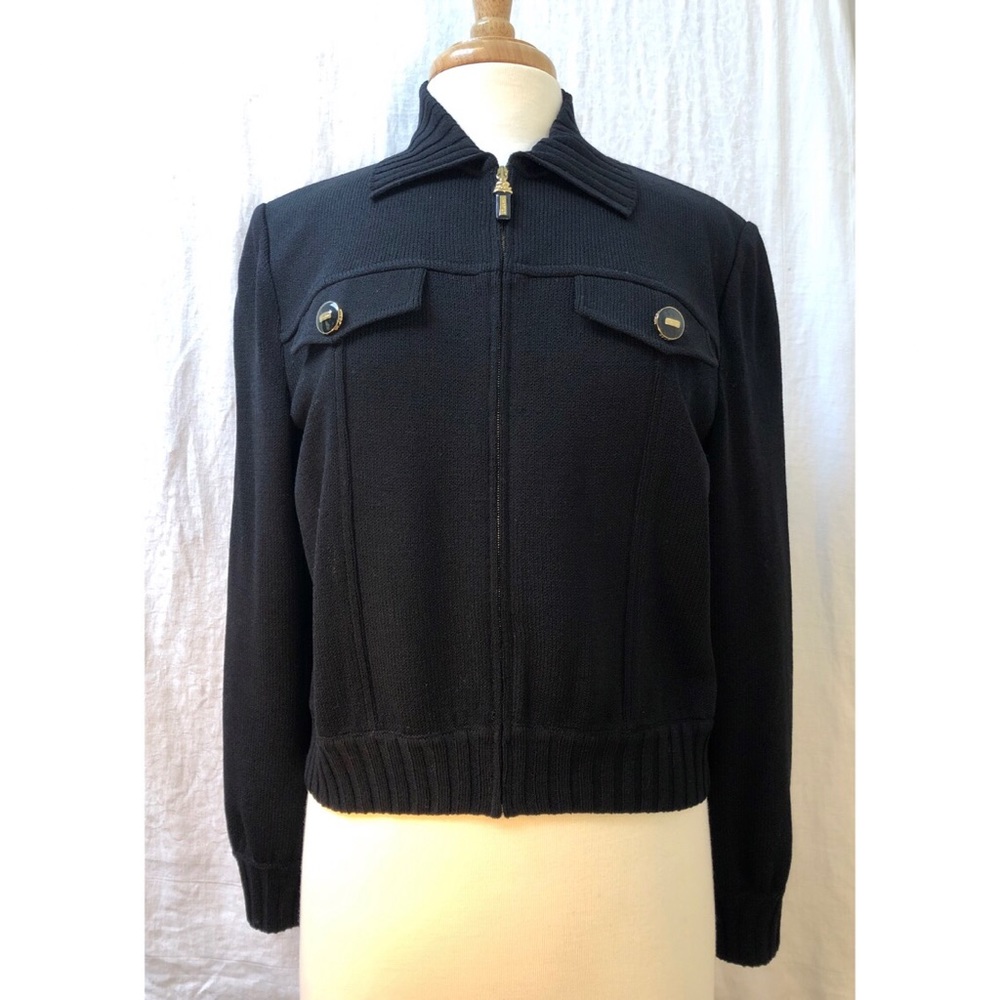 Black Vintage Bomber St. John Cardigan